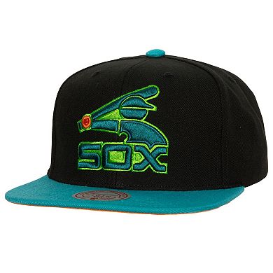 Men's Mitchell & Ness Black/Teal Chicago White Sox Citrus Cooler Snapback Hat