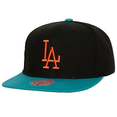 Men's Mitchell & Ness Black/Teal Los Angeles Dodgers Citrus Cooler Snapback Hat