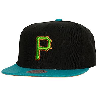 Men's Mitchell & Ness Black/Teal Pittsburgh Pirates Citrus Cooler Snapback Hat