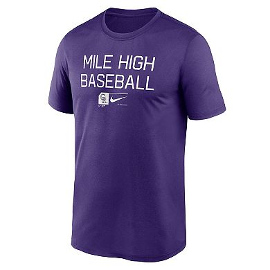 Men's Nike Purple Colorado Rockies Baseball Phrase Legend Performance T-Shirt