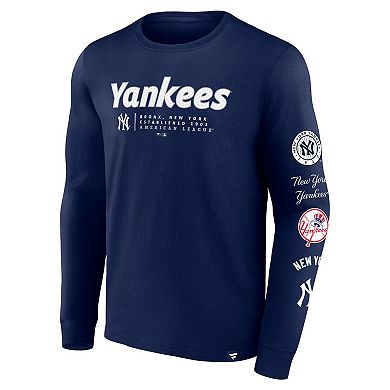 Men's Fanatics Branded Navy New York Yankees Strike the Goal Long Sleeve T-Shirt