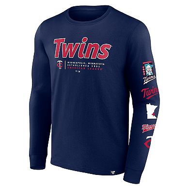Men's Fanatics Branded Navy Minnesota Twins Strike the Goal Long Sleeve T-Shirt