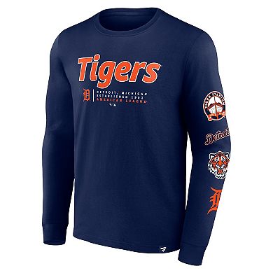 Men's Fanatics Branded Navy Detroit Tigers Strike the Goal Long Sleeve T-Shirt