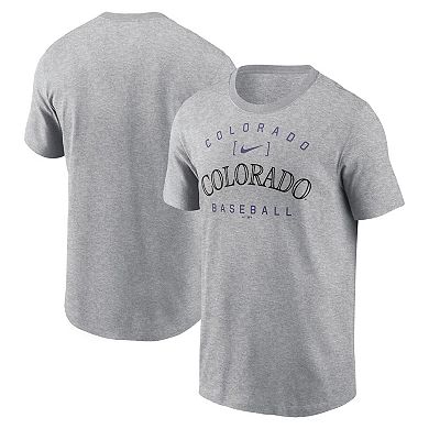 Men's Nike Heather Gray Colorado Rockies Home Team Athletic Arch T-Shirt