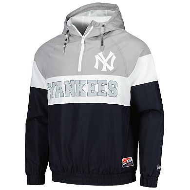 Men's New Era Navy New York Yankees Ripstop Raglan Quarter-Zip Hoodie Windbreaker Jacket