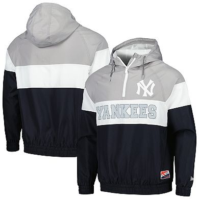 Men's New Era Navy New York Yankees Ripstop Raglan Quarter-Zip Hoodie Windbreaker Jacket