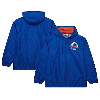 Men's Mitchell & Ness Royal New York Mets Cooperstown Collection Vintage Logo Full-Zip Hoodie Windbreaker Jacket