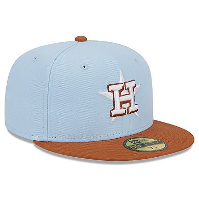 Men's New Era Light Blue/Brown Houston Astros Spring Color Basic Two-Tone 59FIFTY Fitted Hat