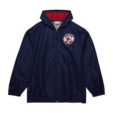 Men's Mitchell & Ness Navy Boston Red Sox Cooperstown Collection Vintage Logo Full-Zip Hoodie Windbreaker Jacket