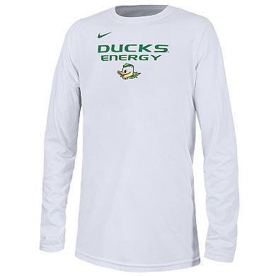 Youth Nike  White Oregon Ducks 2024 On-Court Bench Energy T-Shirt