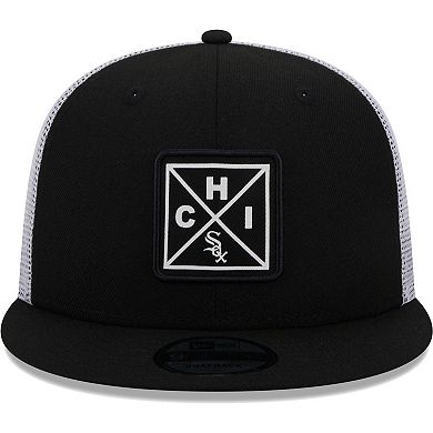 Men's New Era Black Chicago White Sox Vert Squared Trucker 9FIFTY Snapback Hat