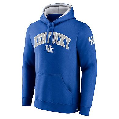 Men's Fanatics Branded Royal Kentucky Wildcats Arch & Logo Tackle Twill Pullover Hoodie