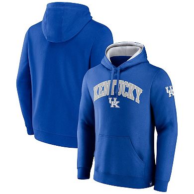 Men's Fanatics Branded Royal Kentucky Wildcats Arch & Logo Tackle Twill Pullover Hoodie