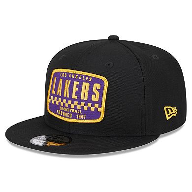 Men's New Era Black Los Angeles Lakers  Rally Drive Finish Line Patch 9FIFTY Snapback Hat
