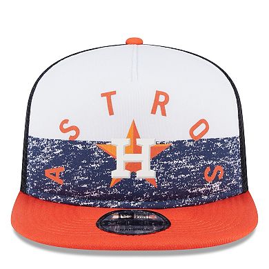 Men's New Era White/Orange Houston Astros Team Foam Front A-Frame Trucker 9FIFTY Snapback Hat