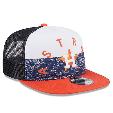 Men's New Era White/Orange Houston Astros Team Foam Front A-Frame Trucker 9FIFTY Snapback Hat