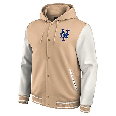 Men's Darius Rucker Collection by Fanatics Khaki New York Mets Tri-Blend Full-Snap Hoodie Baseball Jacket