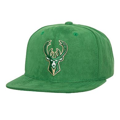 Men's Mitchell & Ness Hunter Green Milwaukee Bucks Sweet Suede Snapback Hat
