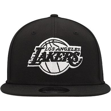 Men's New Era Black Los Angeles Lakers Chainstitch 9FIFTY Snapback Hat