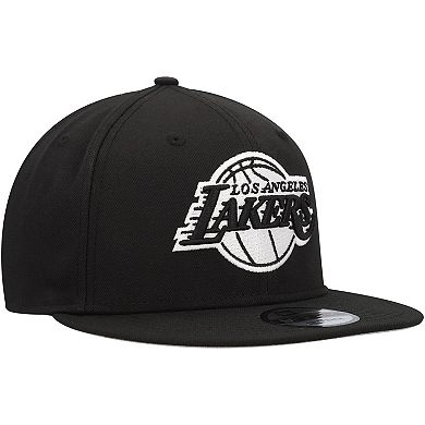 Men's New Era Black Los Angeles Lakers Chainstitch 9FIFTY Snapback Hat