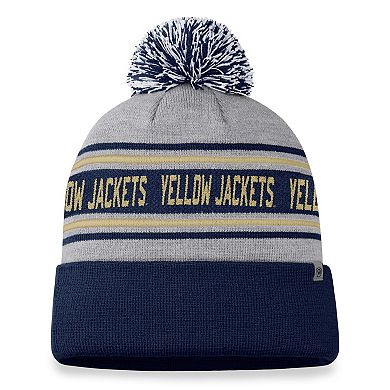 Men's Top of the World Heather Gray Georgia Tech Yellow Jackets Frigid Cuffed Knit Hat with Pom