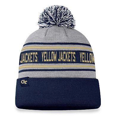 Men's Top of the World Heather Gray Georgia Tech Yellow Jackets Frigid Cuffed Knit Hat with Pom