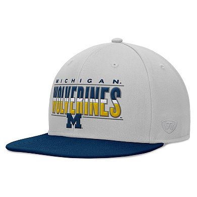 Men's Top of the World Gray Michigan Wolverines Hudson Snapback Hat