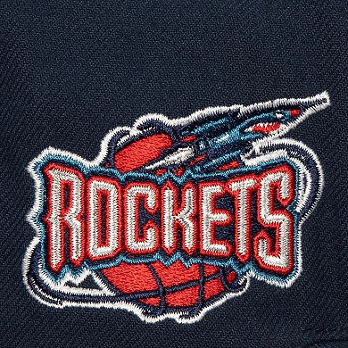 Men's Mitchell & Ness White/Navy Houston Rockets Retro Sport Color Block Script Snapback Hat