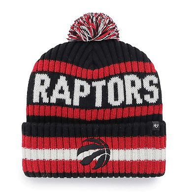 Men's '47  Black Toronto Raptors Bering Cuffed Knit Hat with Pom