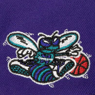 Men's Mitchell & Ness White/Purple Charlotte Hornets Retro Sport Color Block Script Snapback Hat