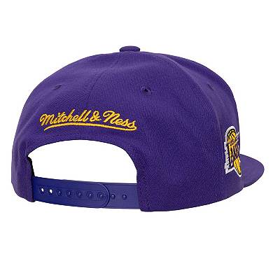 Men's Mitchell & Ness White/Purple Los Angeles Lakers Retro Sport Color Block Script Snapback Hat