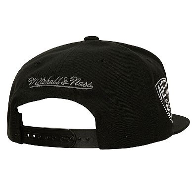 Men's Mitchell & Ness White/Black Brooklyn Nets Retro Sport Color Block Script Snapback Hat