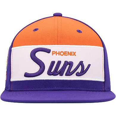Men's Mitchell & Ness White/Purple Phoenix Suns Retro Sport Color Block Script Snapback Hat