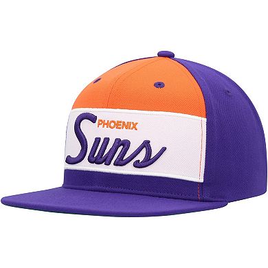 Men's Mitchell & Ness White/Purple Phoenix Suns Retro Sport Color Block Script Snapback Hat