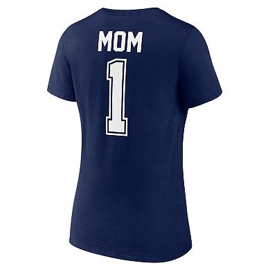 Women's Fanatics Branded Navy New York Yankees Plus Size Mother's Day #1 Mom V-Neck T-Shirt