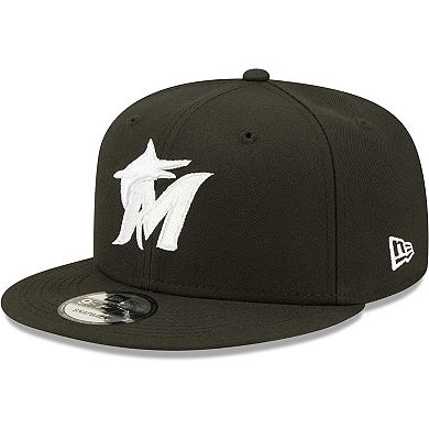 Men's New Era Black Miami Marlins Team 9FIFTY Snapback Hat