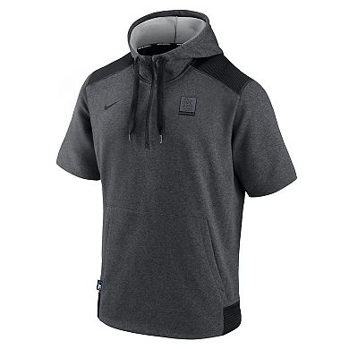 Men's Nike Heathered Charcoal/Black St. Louis Cardinals Authentic Collection Dry Flux Performance Quarter-Zip Short Sleeve Hoodie