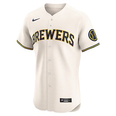 Men's Nike Cream Milwaukee Brewers Home Elite Jersey