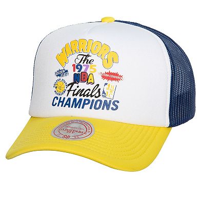 Men's Mitchell & Ness White Golden State Warriors Hardwood Classics SOUL Champs Fest Trucker Adjustable Hat