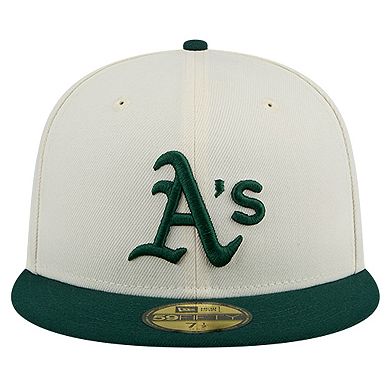 Men's New Era Cream Oakland Athletics Evergreen Chrome 59FIFTY Fitted Hat