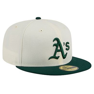 Men's New Era Cream Oakland Athletics Evergreen Chrome 59FIFTY Fitted Hat