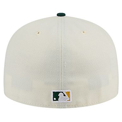 Men's New Era Cream Oakland Athletics Evergreen Chrome 59FIFTY Fitted Hat