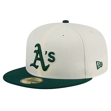 Men's New Era Cream Oakland Athletics Evergreen Chrome 59FIFTY Fitted Hat