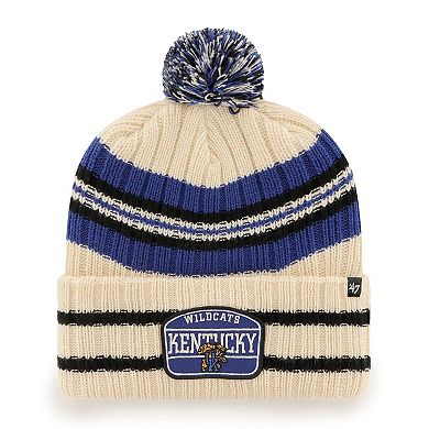 Men's '47 Natural Kentucky Wildcats Hone Patch Cuffed Knit Hat with Pom