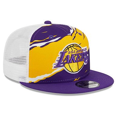 Men's New Era Purple/White Los Angeles Lakers Tear Trucker 9FIFTY Adjustable Hat