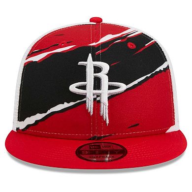 Men's New Era Red/White Houston Rockets Tear Trucker 9FIFTY Adjustable Hat