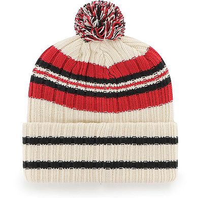 Men's '47 Cream Houston Rockets Hone Patch Cuffed Knit Hat with Pom