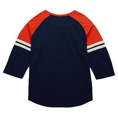Men's Mitchell & Ness Navy Houston Astros Cooperstown Collection Legendary Raglan Slub Henley 3/4-Sleeve T-Shirt
