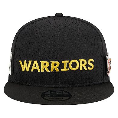Men's New Era Black Golden State Warriors Post-Up Pin Mesh 9FIFTY Snapback Hat