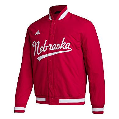 Men's adidas Red Scarlet Huskers Baseball Coaches Full-Snap Jacket